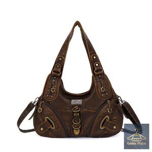 Large Convertible Hobo Satchel Shoulder Bag with Multiple Pockets